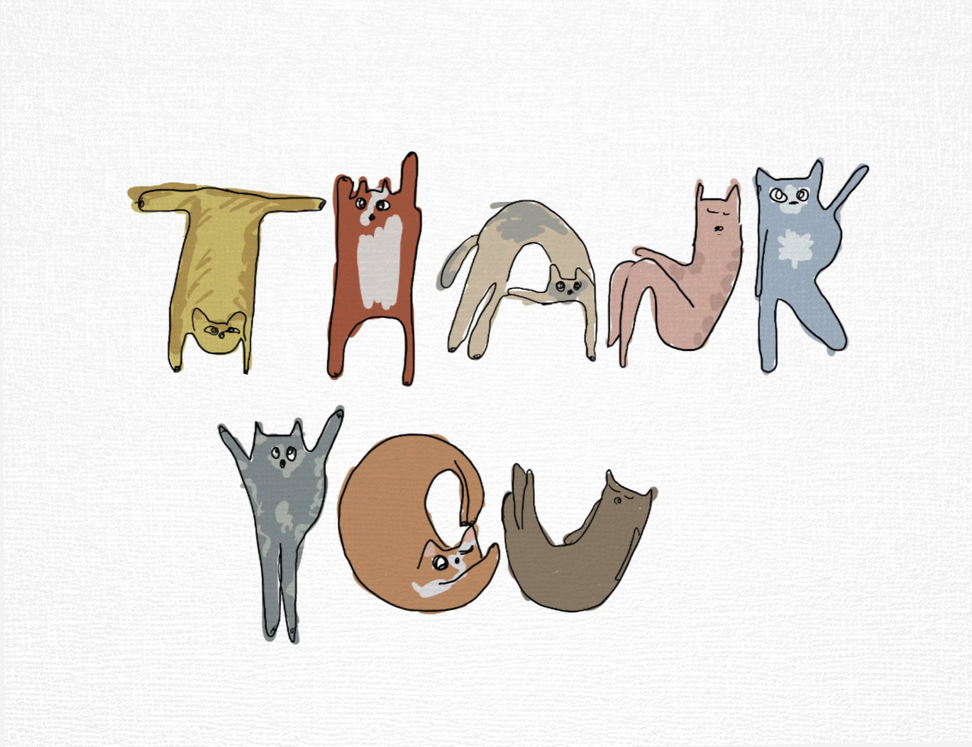 cats thank you, set of 5