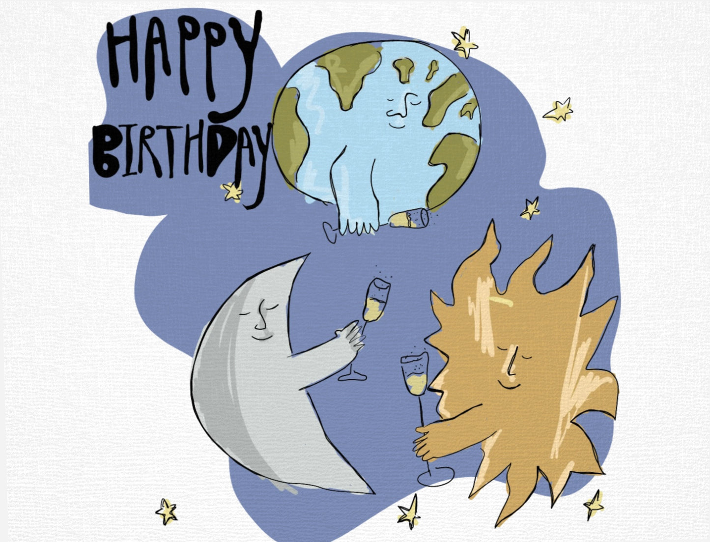 planets toast birthday, set of 5